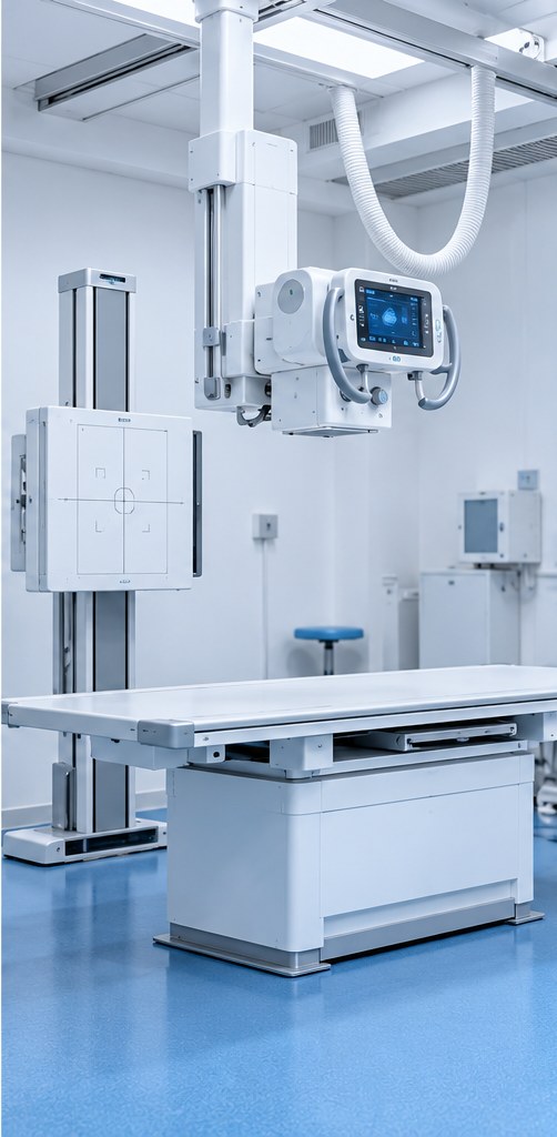 Digital X-ray radiography equipment in a bright imaging suite